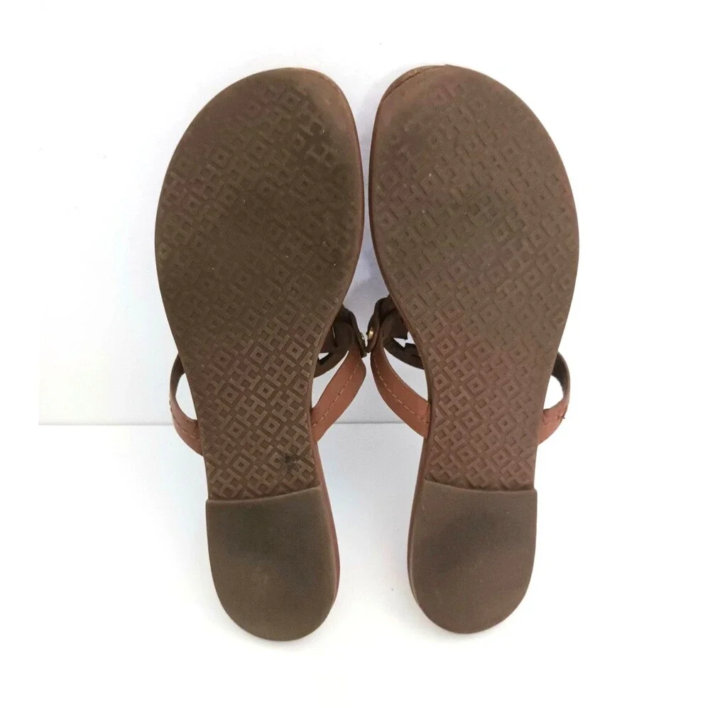 Tory Burch Miller Thong Sandals Brown Leather US 8.5M